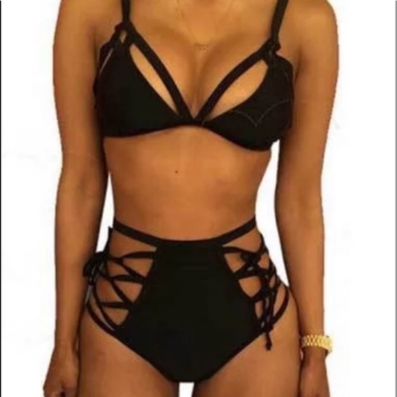Other - Black Strappy High Waisted Bikini